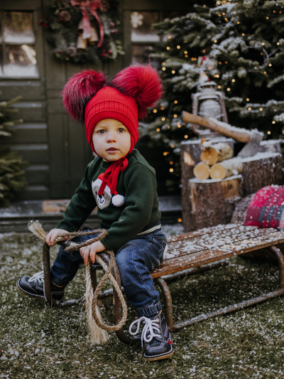 Green Knitted Santa Teddy Jumper