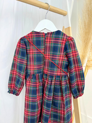 Girls Navy Tartan Dress & Handbag Set (9M-4Y)
