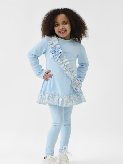 Girls 'Alba' Cross Ruffle Legging Set (18M - 9Y) - Blue