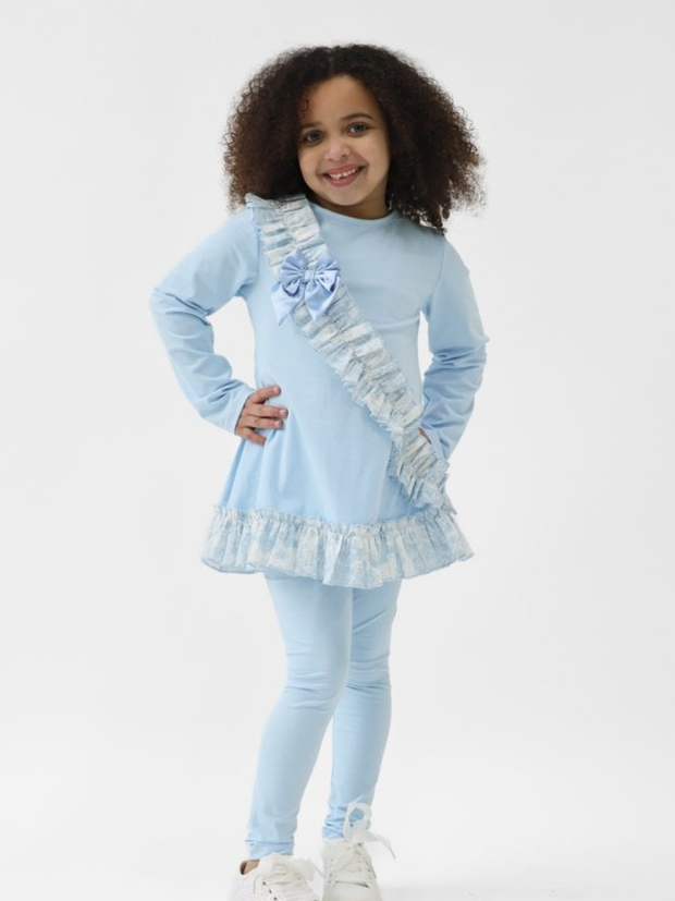 Girls 'Alba' Cross Ruffle Legging Set (18M - 9Y) - Blue