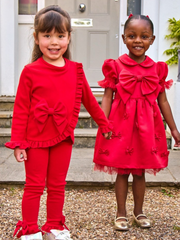 Caramelo Kids Girls Red Bow Dress (1Y - 6Y)