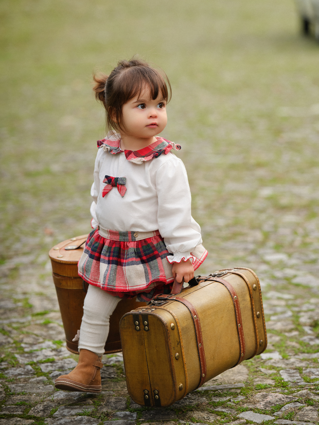 Deolinda Girls Checked Dungaree Romper (3M-24M)