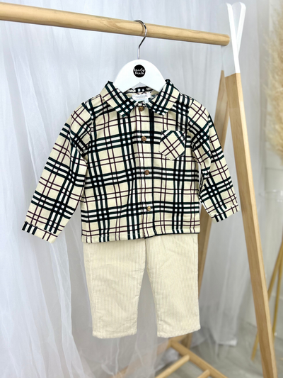 Deolinda Boys Cream Check Shirt & Cords