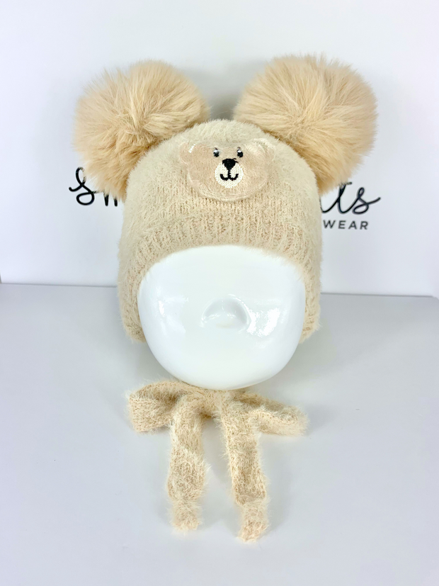 Eldar Teddy Motif Double Pom Pom Hat - 2 Colours