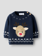 Name It Baby Boy Navy Reindeer Knitted Outfit Set  (0M-18M)