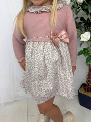 Baby Girls Pink Knitted Bow Dress (3M - 3Y)