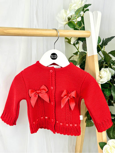 Baby Girls Red Bow Cardigan (3M-24M)