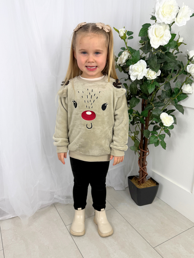 Name It Beige Fluffy Christmas Jumper (18M-6Y)