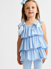 Girls 'Ava' Frilly Short Set - Blue