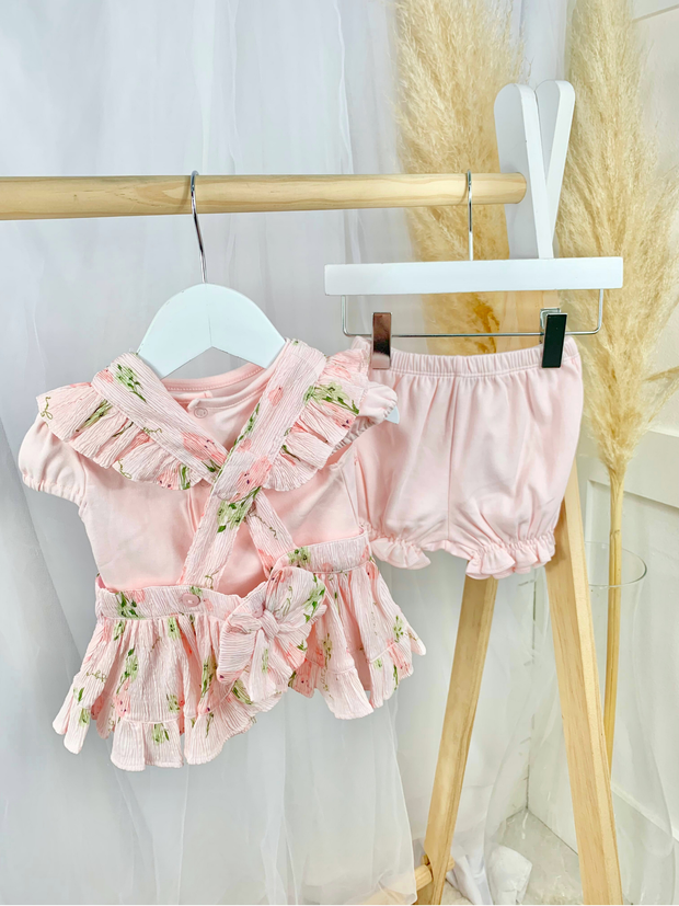 Mintini Baby Girl Pink Floral Short Set