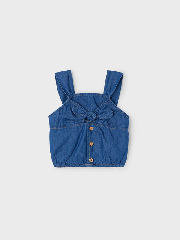 Mayoral Junior Girl Denim Tie Front Top