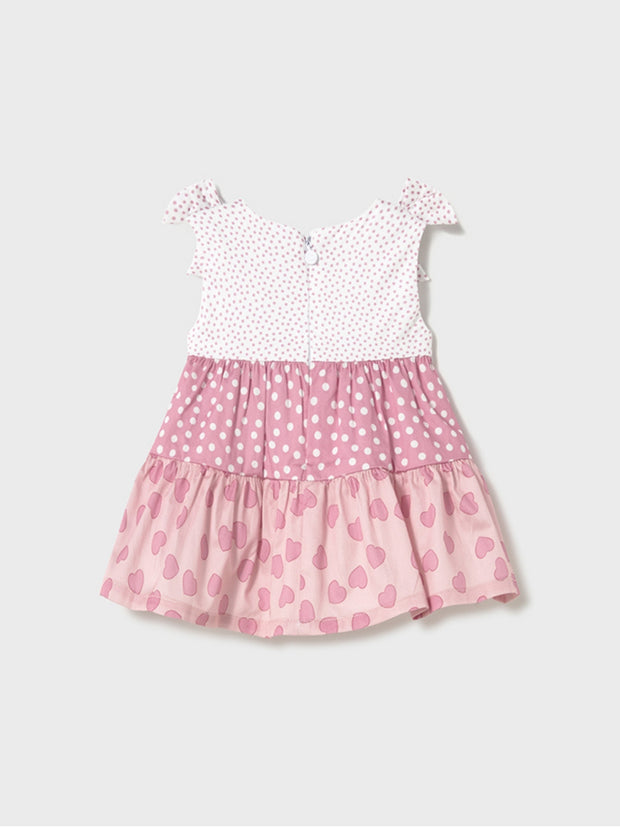 Mayoral Baby Girl Tiered Patterned Teddy Dress - Pink