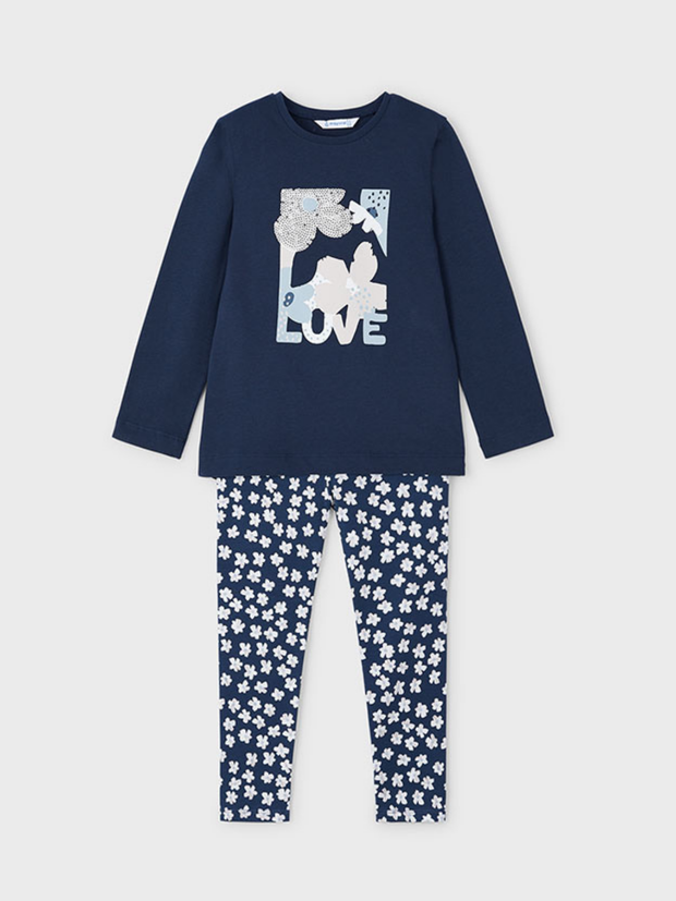 Mayoral Junior Girl Navy 'Love' Legging Set