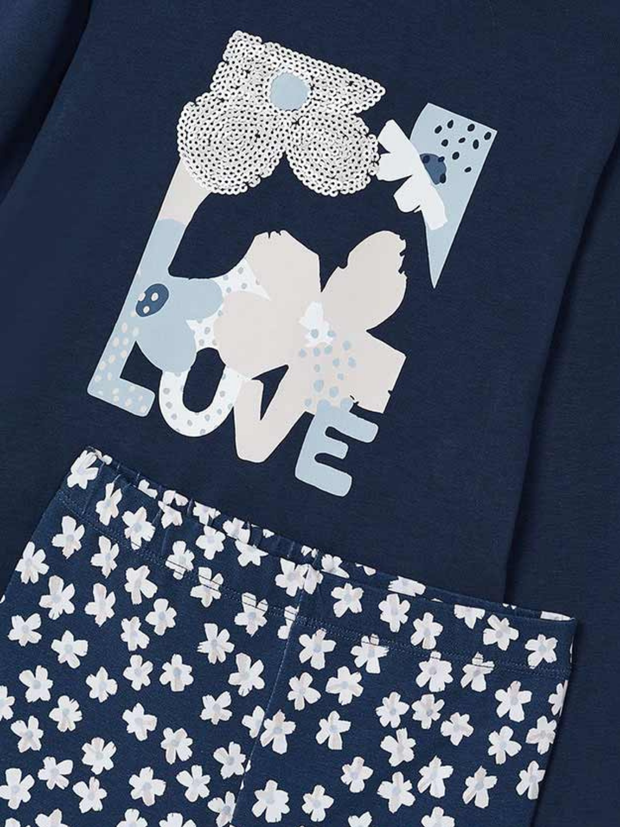 Mayoral Junior Girl Navy 'Love' Legging Set