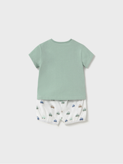 Mayoral Baby Boy Green & White Car Print Short Set