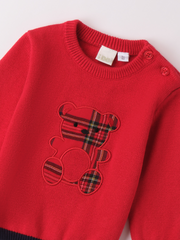 iDo Boys Tartan Teddy Knitted Jumper