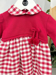 Girls Red Gingham Knit Dress (3M-3Y)