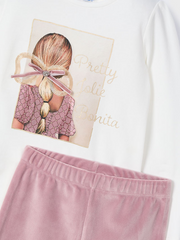 Mayoral Junior Girl 'Pretty' Velvet Legging Set - 3 Colours