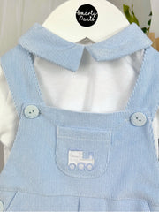 Deolinda Boys Blue Corduroy Dungaree Set (3M-18M)