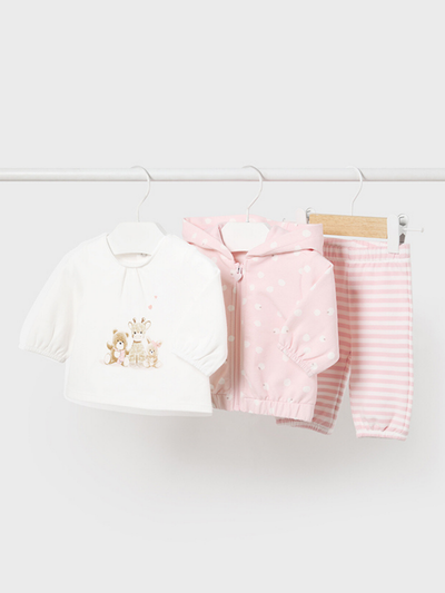 Mayoral Baby Girl 3 Piece Pink Polkadot Tracksuit