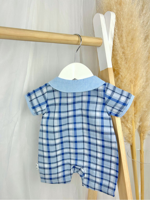 Blue Checkered Car Romper