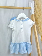 Mintini Toddler Girl White & Blue Dress