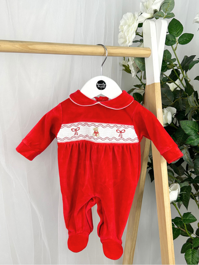 Pex Baby Red Smocked Christmas Babygrow (NB - 9M)