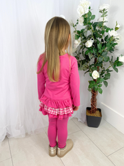 Girls 'Fran' Frill Hem Legging Set (18M - 8Y) - Hot Pink
