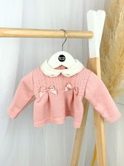 Baby Girl Dusky Pink Knitted Outfit Set