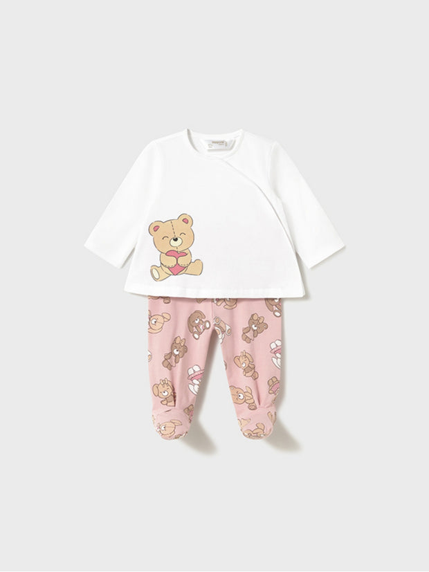 Mayoral Baby Girl Pink Bear Outfit Set