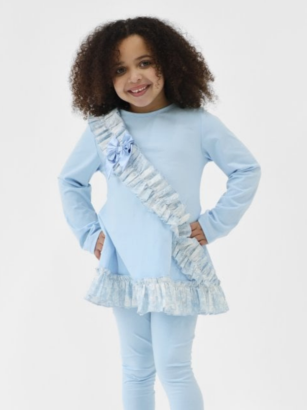 Girls 'Alba' Cross Ruffle Legging Set (18M - 9Y) - Blue