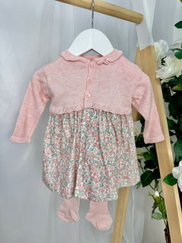 Tutto Piccolo Toddler Girl Pink 'Petal' Dress & Tights (3M-3Y)