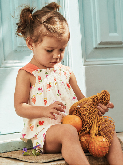 Mayoral Toddler Girl Orange Floral Short Set