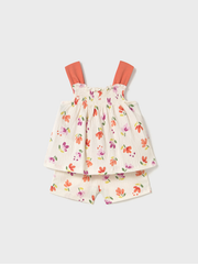 Mayoral Toddler Girl Orange Floral Short Set