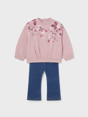 Mayoral Toddler Girl Floral Jumper & Denim Flare Set