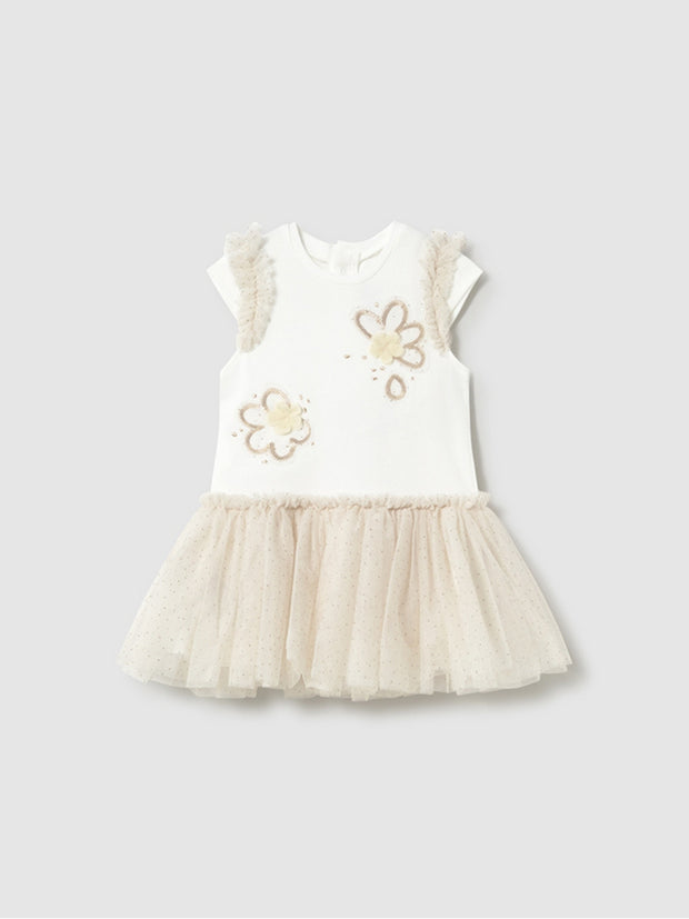 Mayoral Toddler Girl Champagne Floral Tutu Dress