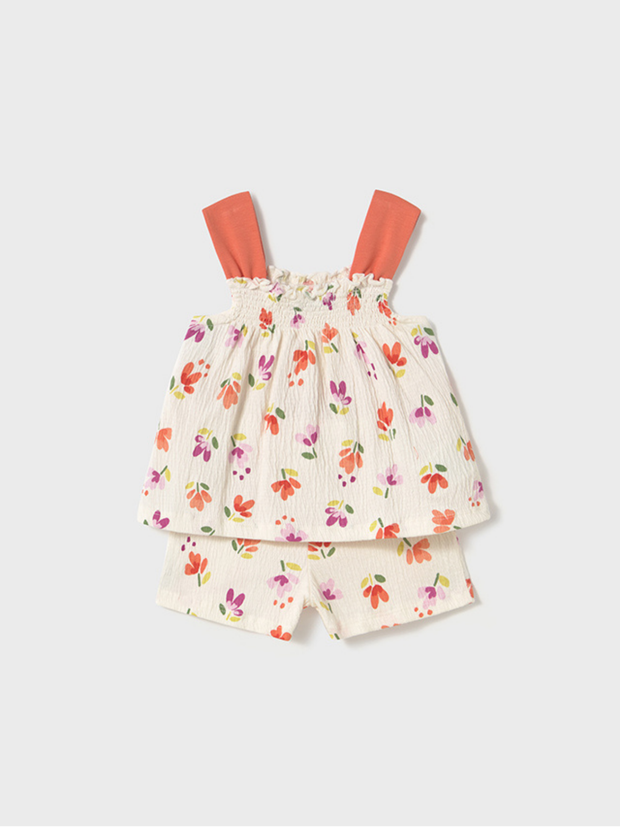 Mayoral Toddler Girl Orange Floral Short Set