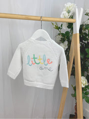 Baby 'Little One' White Cardigan (0M-12M)