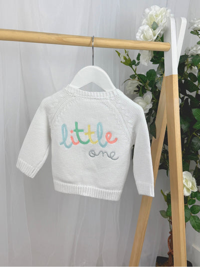 Baby 'Little One' White Cardigan (0M-12M)