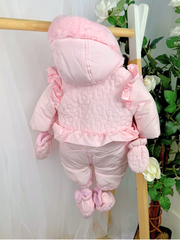 Mintini Baby Girl Pink Heart Snowsuit (1M - 9M)