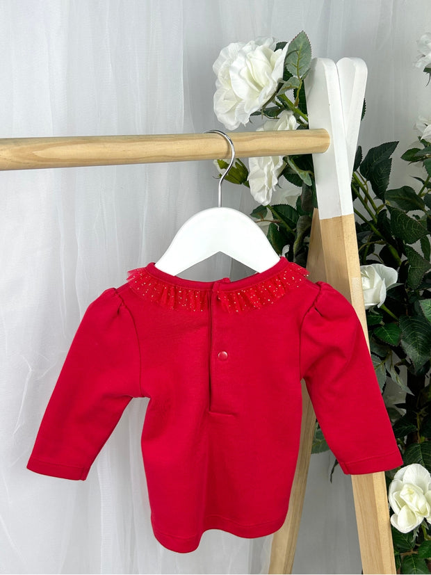 Mintini Baby Girls Red Bow Bloomers Outfit Set (3M - 2Y)