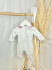 iDo Baby Girl White Babygrow With Lilic Flowers