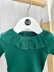 Calamaro Green Plain Long Sleeve Frill Vest