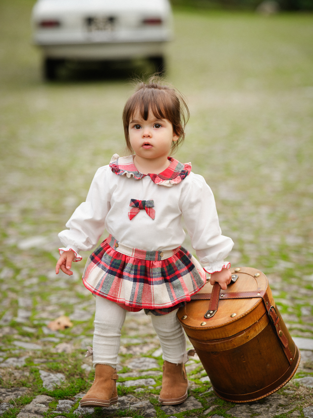 Deolinda Girls Checked Dungaree Romper (3M-24M)