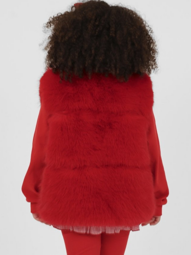 Girls 'Alora' Faux Fur Gilet (12M - 8Y) - Red