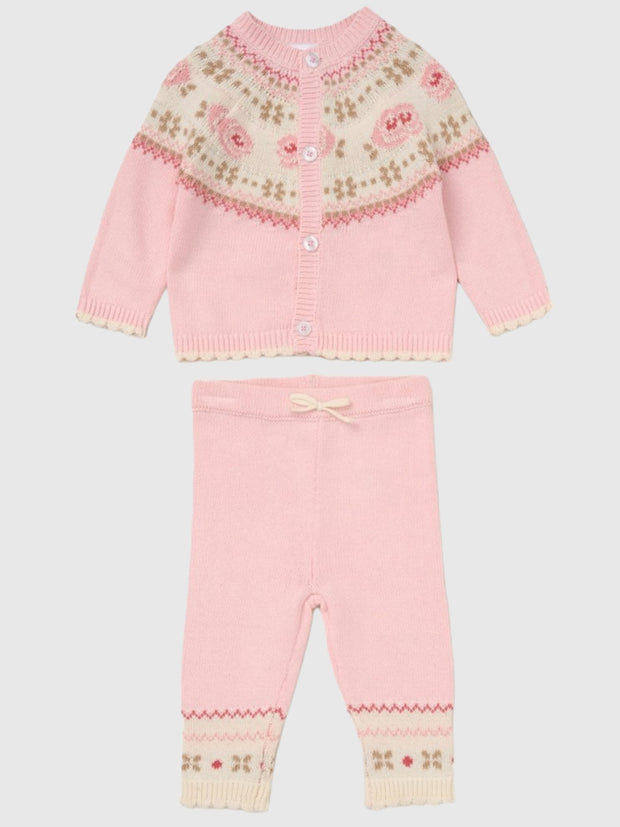 Baby Pink Knitted Outfit Set (0M-12M)