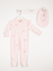 Caramelo Kids Bow Babygrow With Bib