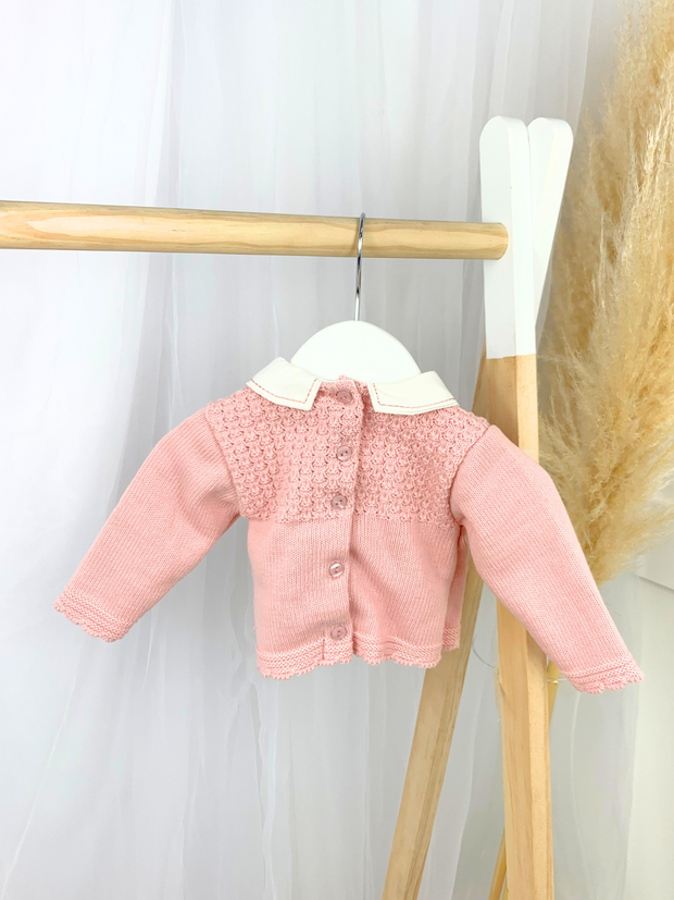 Baby Girl Dusky Pink Knitted Outfit Set