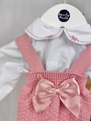 Pex Girls 'Lucinda' Dusky Pink Knitted Romper Set (0M - 12M)