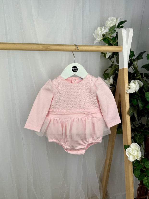 Mintini Baby Girl Pink Pearl Romper (3M - 12M)